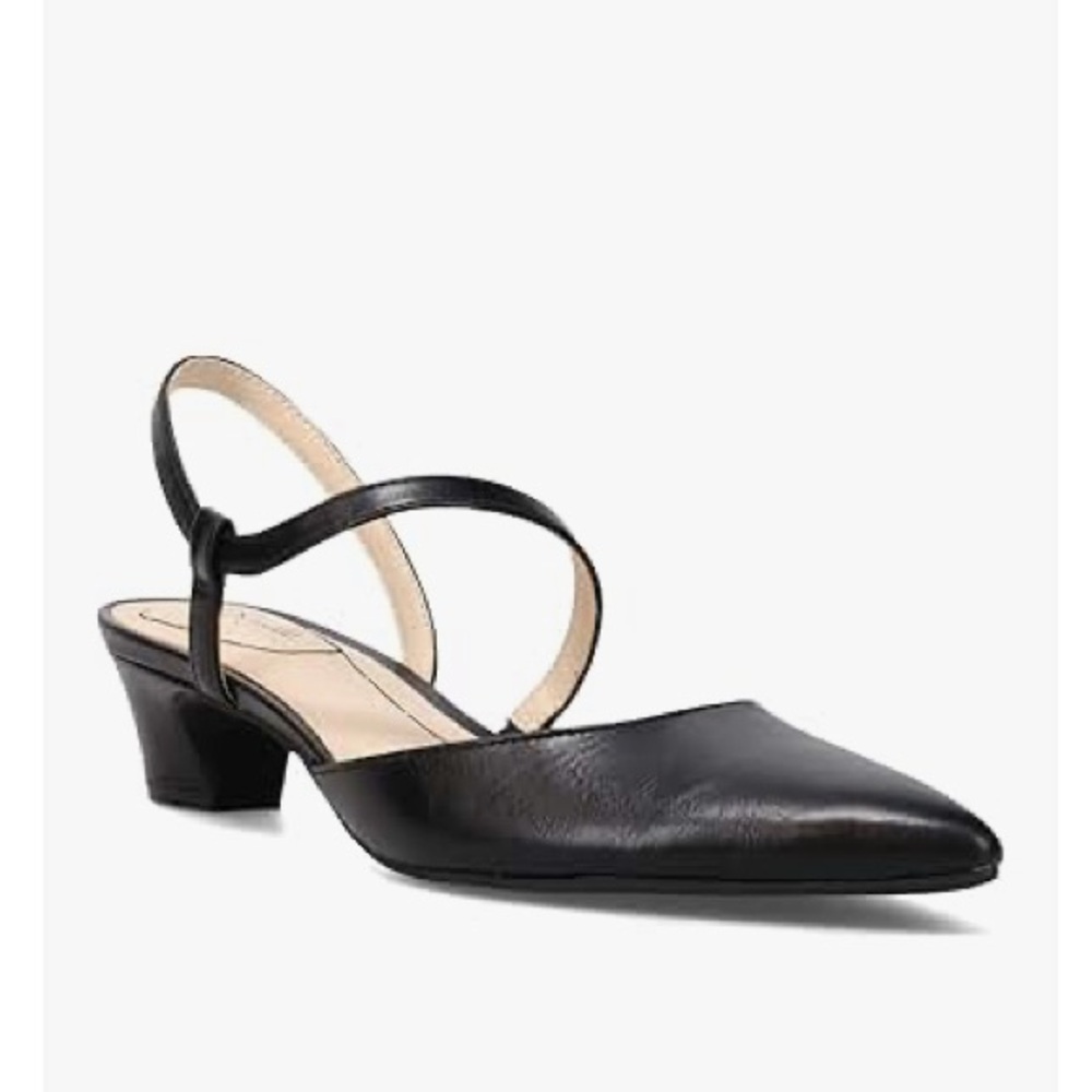 Life Stride Black Slingback Heels with Pointed Toe